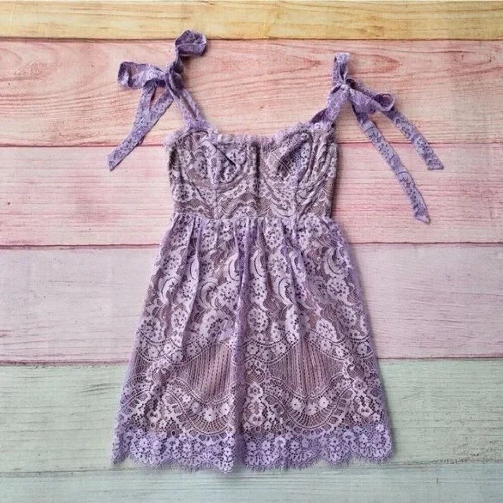 For Love and Lemons Lavender Valentina Lace Bustier Mini Party‎ Dress Size XS